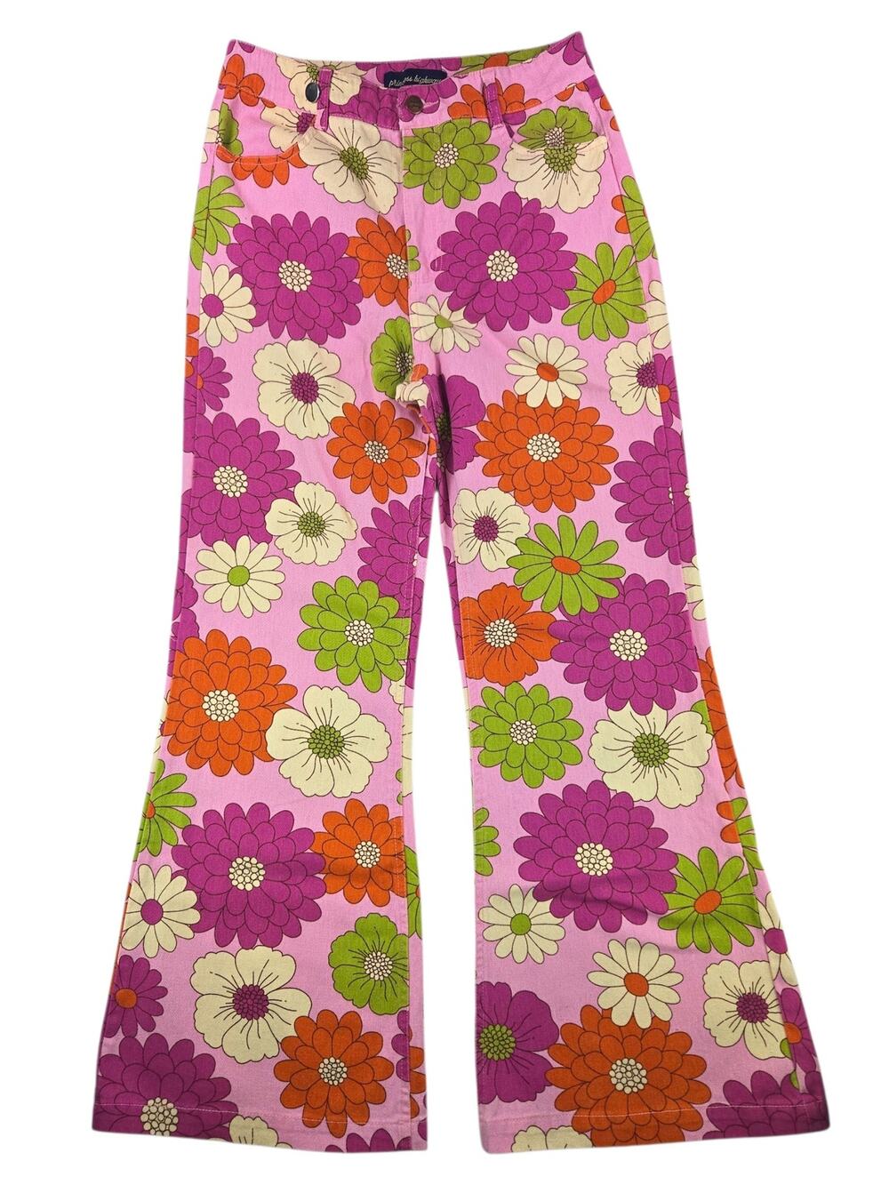 Princess Highway | Bold Flower Print Flair High Rise Jeans | Size 10